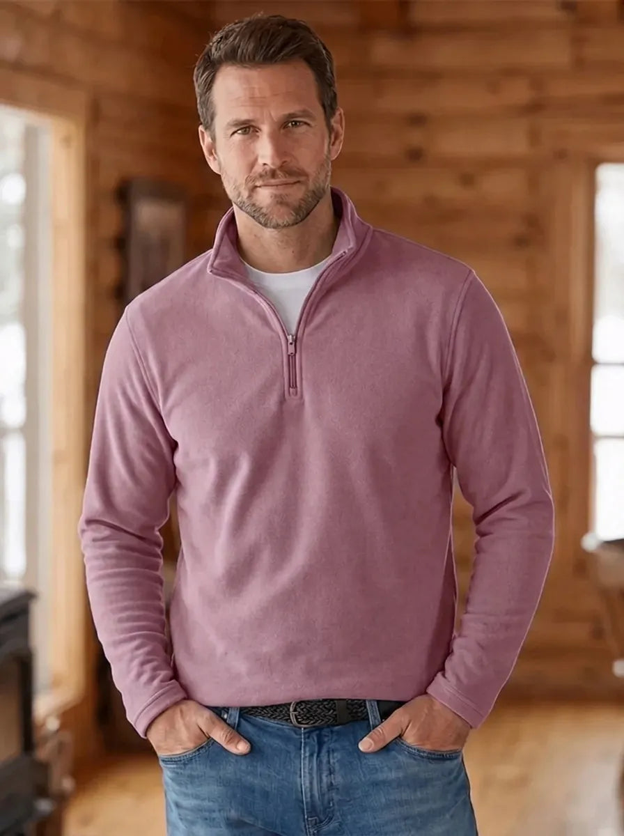 Feinstrick-Pullover für Herren mit Viertel-Reißverschluss kenzuu