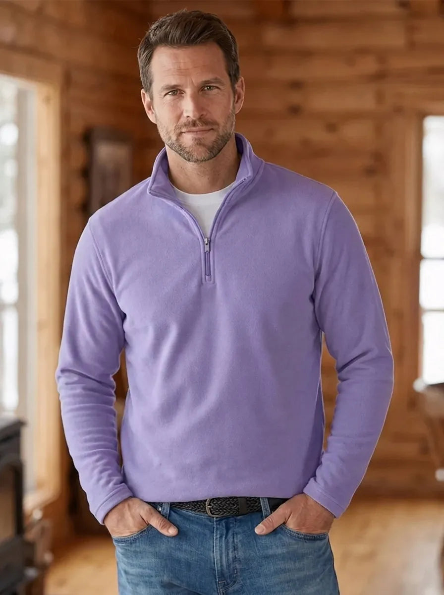 Feinstrick-Pullover für Herren mit Viertel-Reißverschluss kenzuu