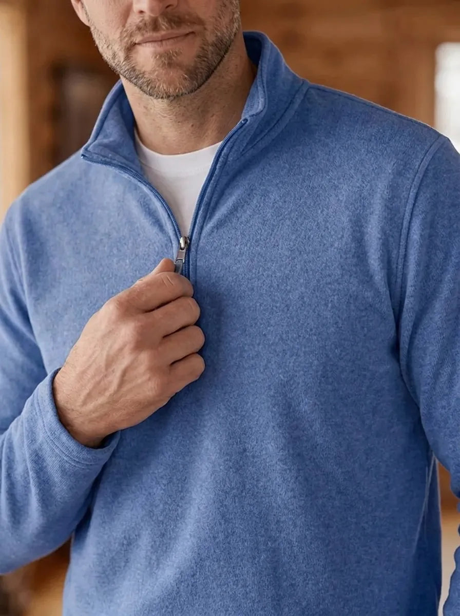 Feinstrick-Pullover für Herren mit Viertel-Reißverschluss kenzuu