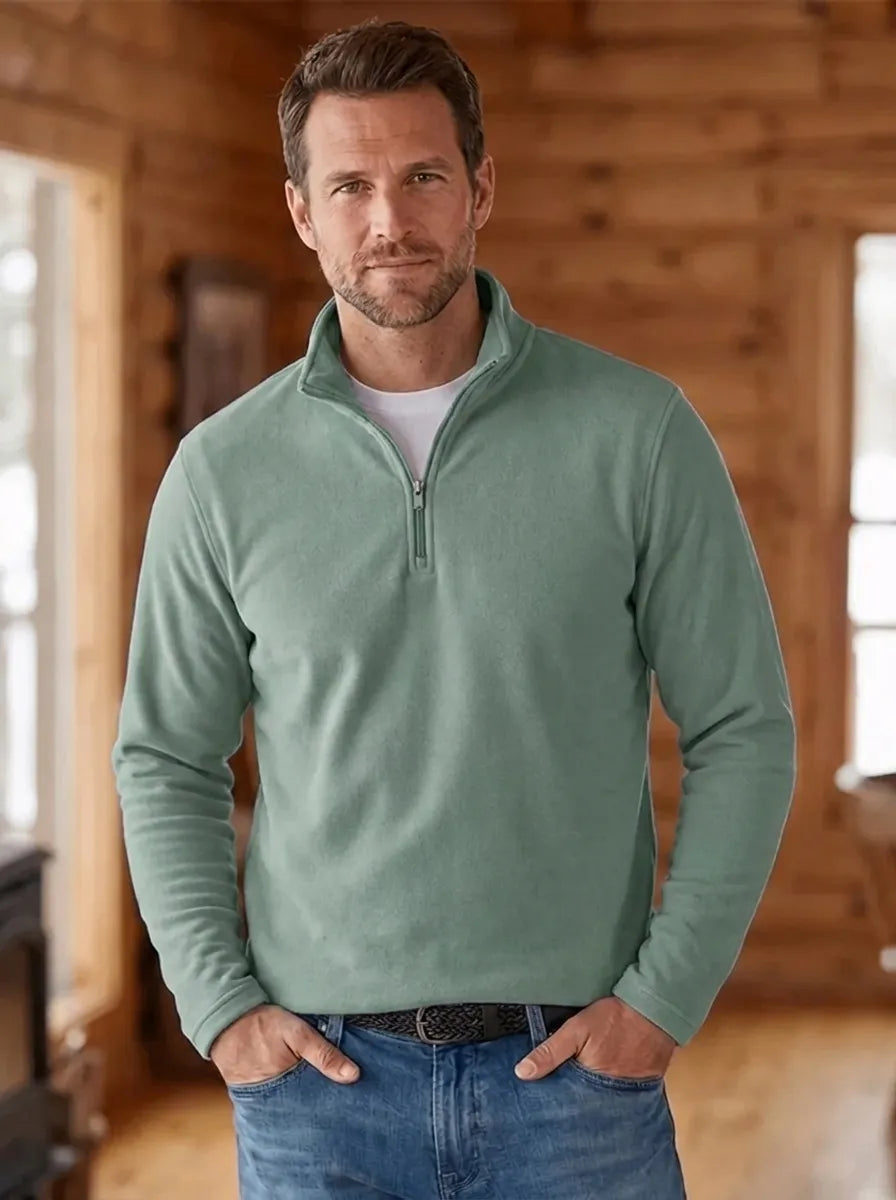 Feinstrick-Pullover für Herren mit Viertel-Reißverschluss kenzuu