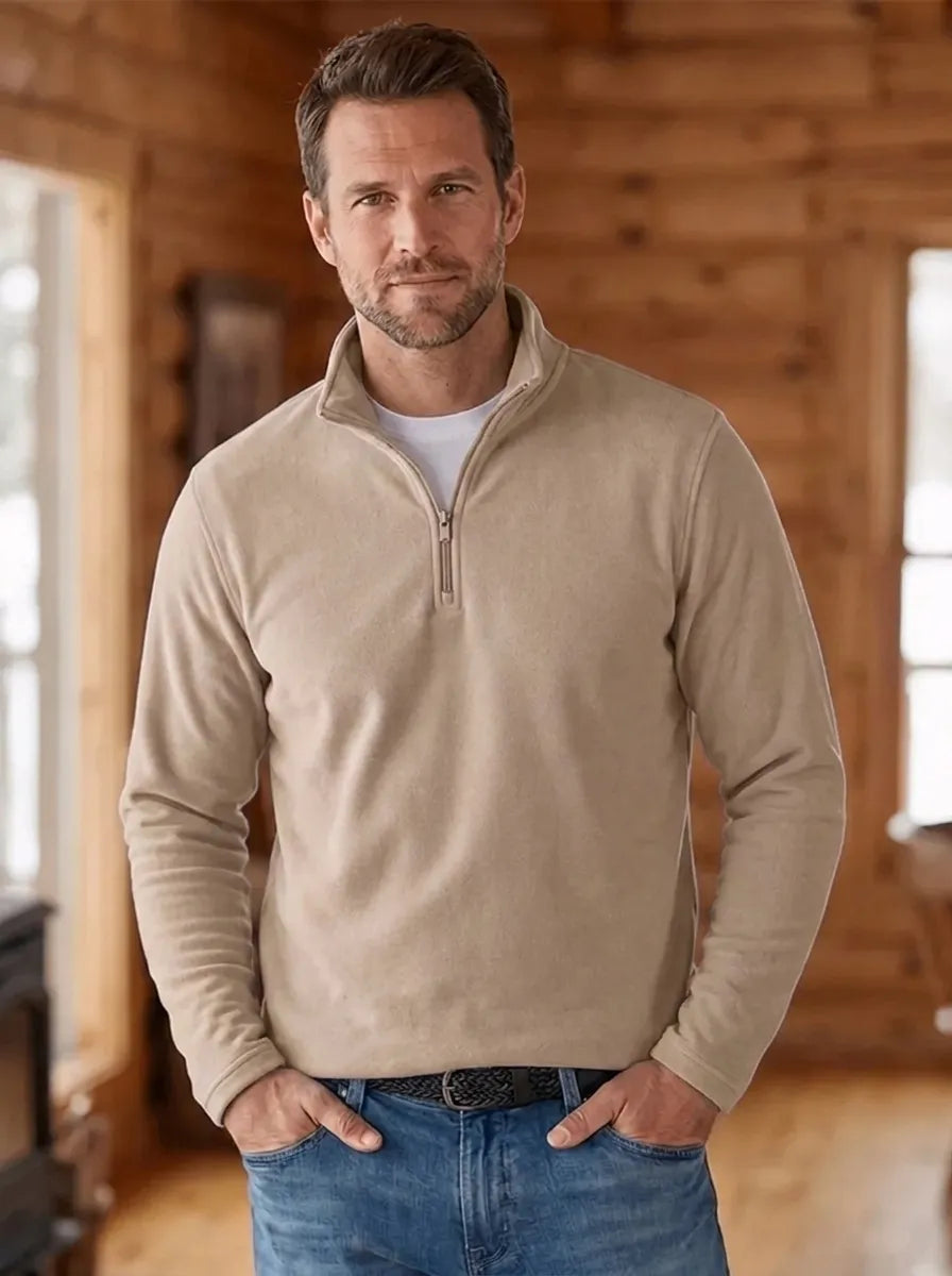 Feinstrick-Pullover für Herren mit Viertel-Reißverschluss kenzuu
