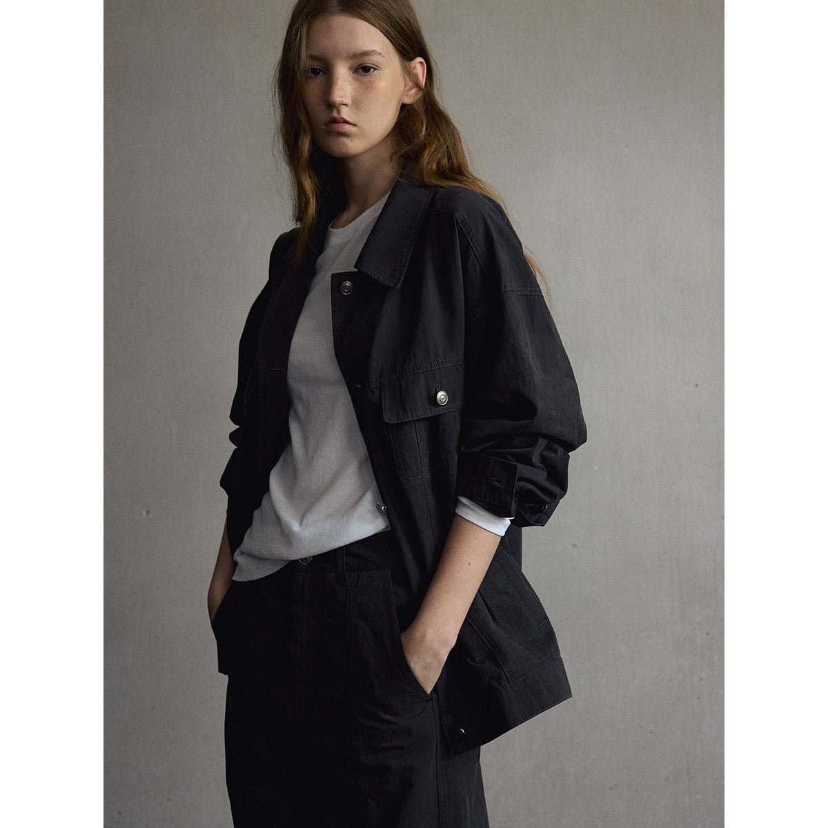 Kenzuu Baumwolle Feintwill Jacke Gewaschen Locker M63332