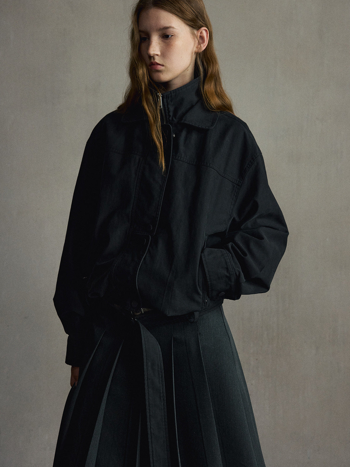 Kenzuu Damen Baumwolle Stehkragen Utility Jacke Reißverschluss M63463