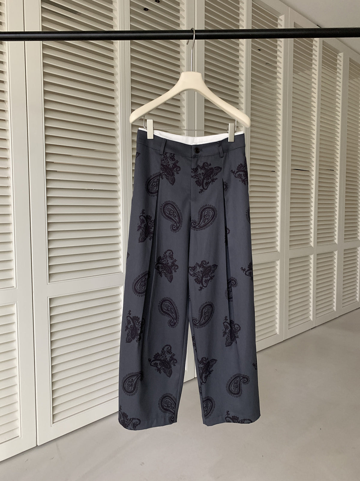 Kenzuu Damen Paisley Weite Hose Mit Kontrastbund D7618-n1