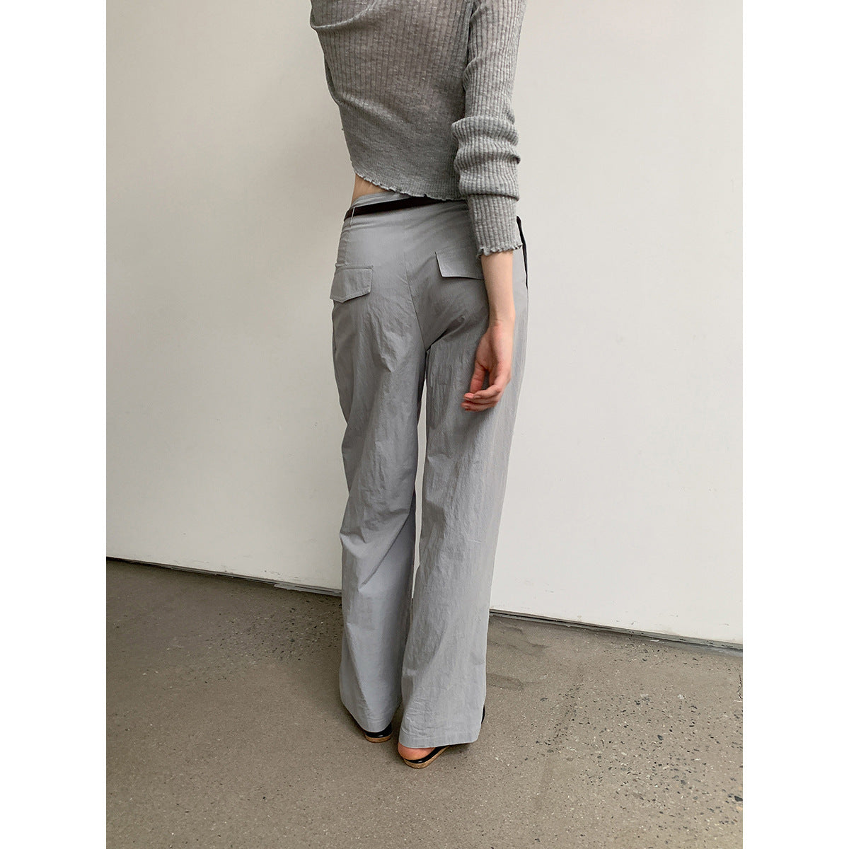 Kenzuu Damen Sommer Weite Hose mit Hoher Taille Falten und Gürtel