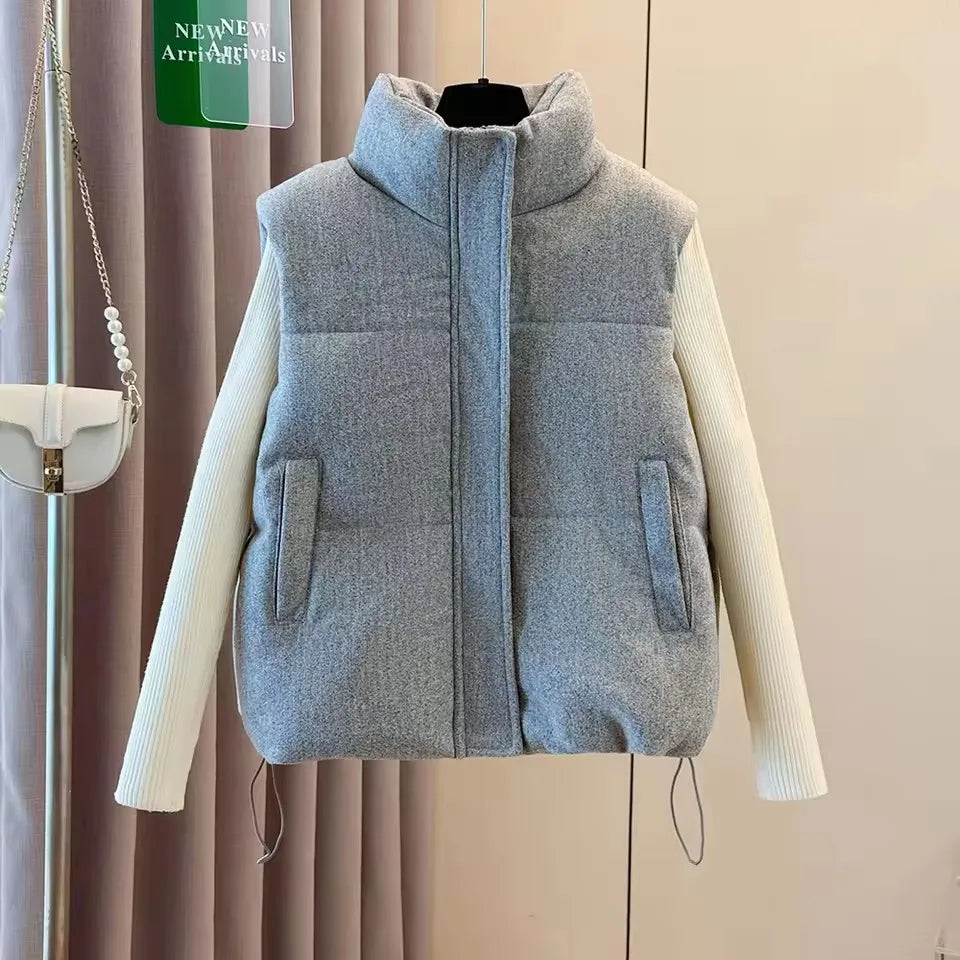Kenzuu Damen Steppweste Dicke Warme Ärmellose Jacke Mit Stehkragen
