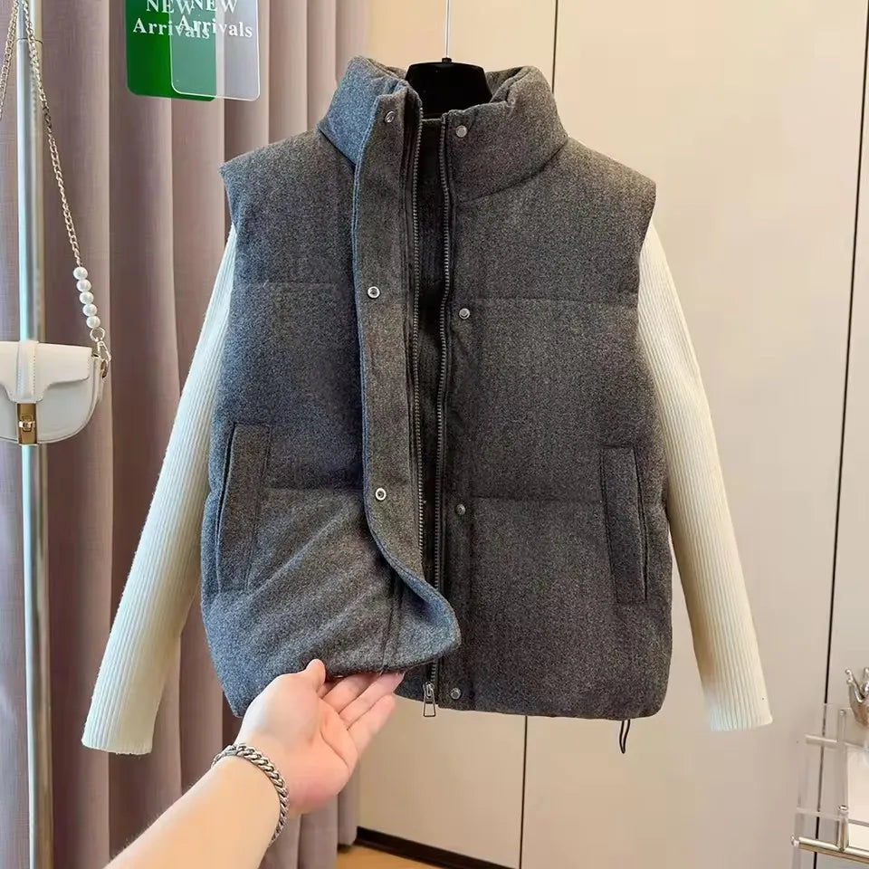 Kenzuu Damen Steppweste Dicke Warme Ärmellose Jacke Mit Stehkragen