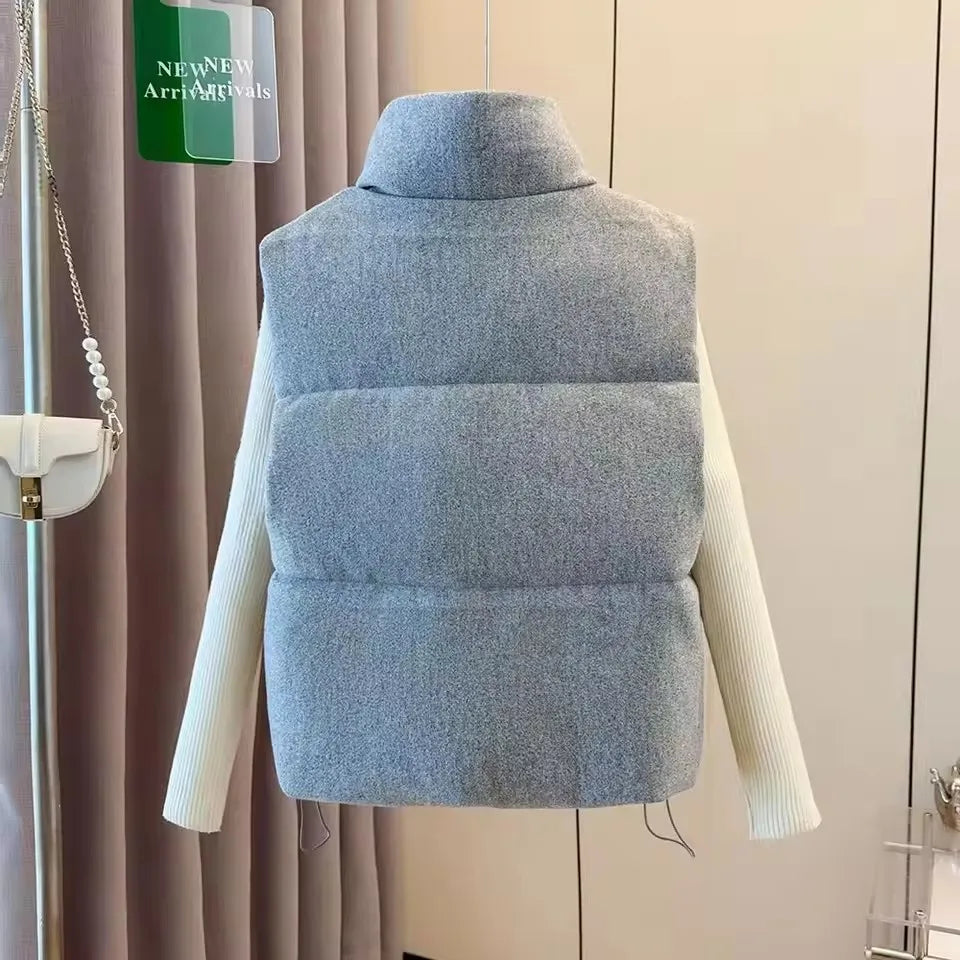 Kenzuu Damen Steppweste Dicke Warme Ärmellose Jacke Mit Stehkragen