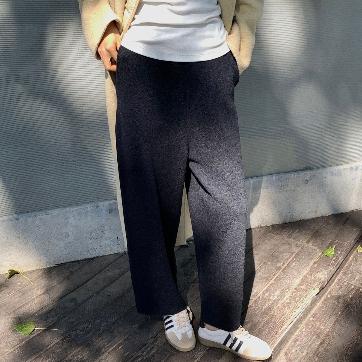 Kenzuu Damen Strickhose aus Wolle Verkürzt M5997-AT