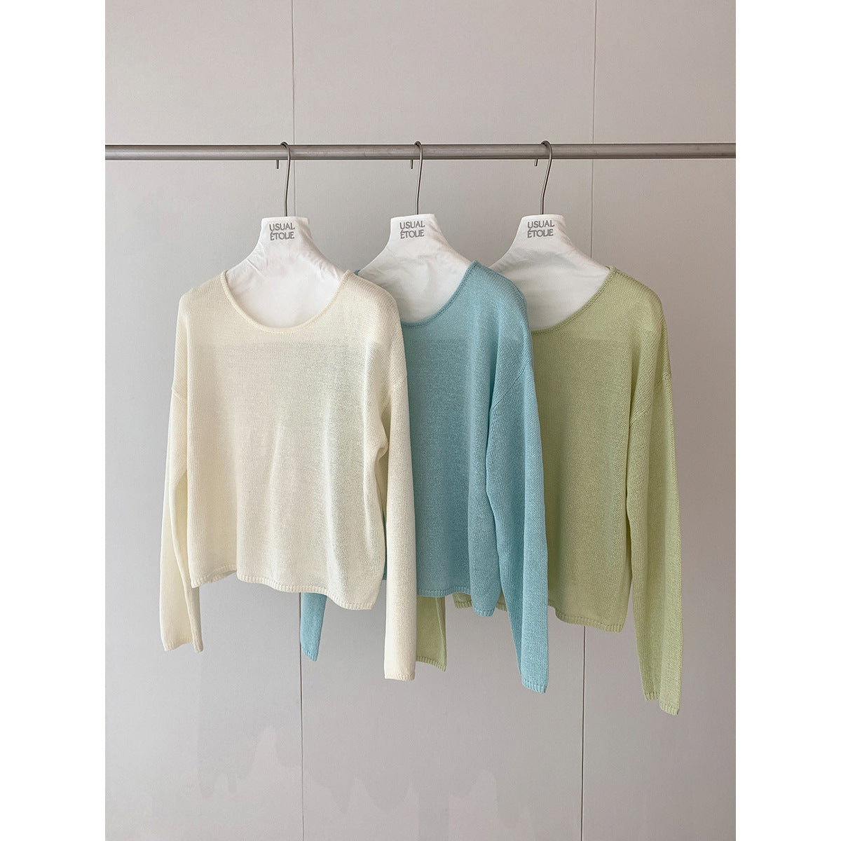 Kenzuu Damen Strickpullover Rundhals Leinenmischung Locker M8071-VW