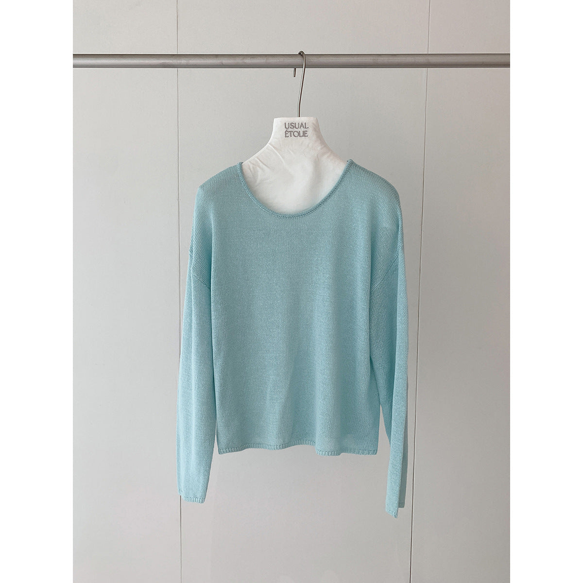 Kenzuu Damen Strickpullover Rundhals Leinenmischung Locker M8071-VW