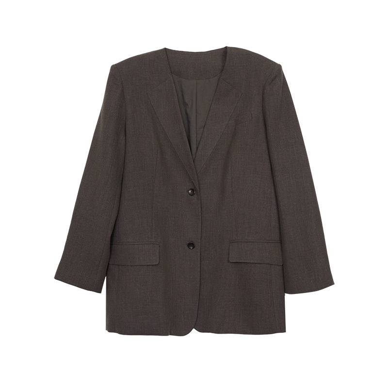 Kenzuu Damen V-Ausschnitt Blazer Locker Zwei Knöpfe Y6809