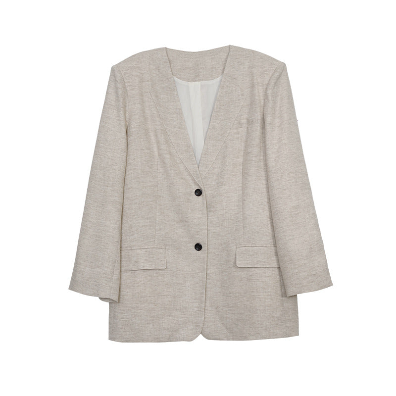 Kenzuu Damen V-Ausschnitt Blazer Locker Zwei Knöpfe Y6809