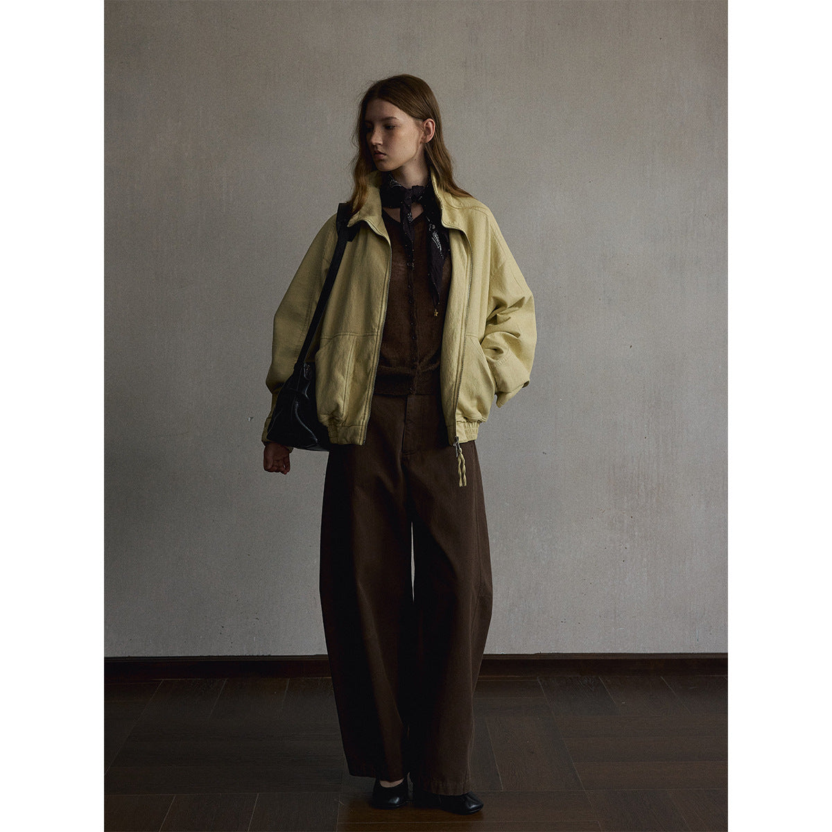 Kenzuu Damen Vintage Kunstlederjacke mit Stehkragen M63199