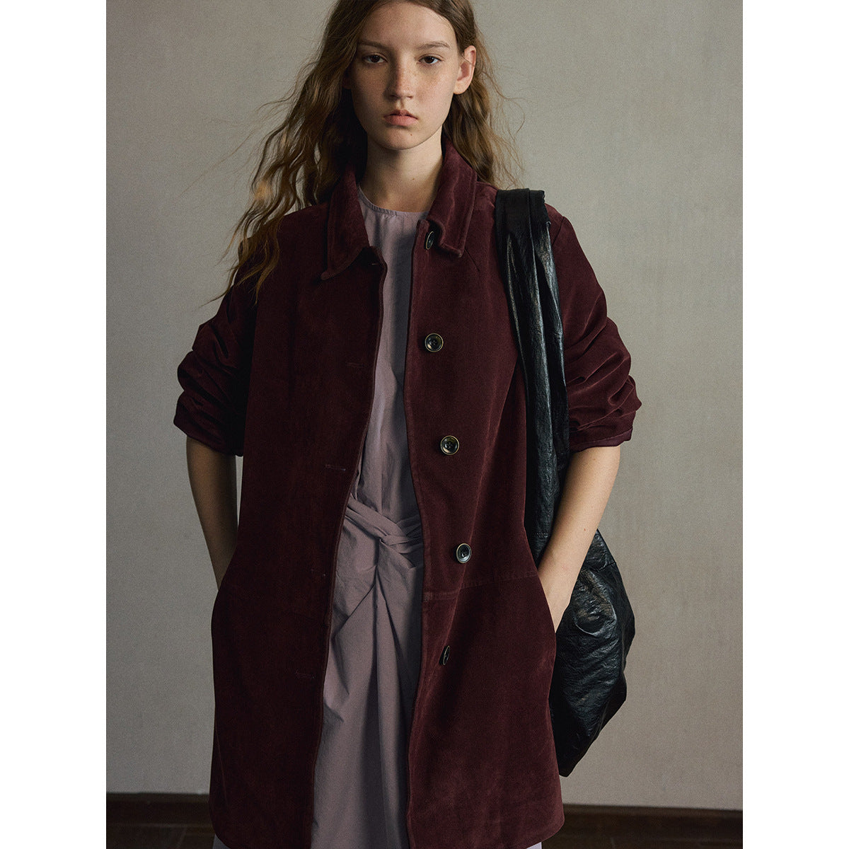 Kenzuu Damen Vintage Wildlederimitat Jacke M63465