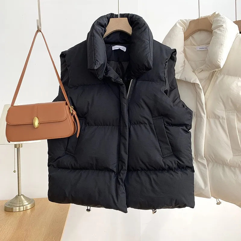 Kenzuu Damen Weste Stehkragen Gesteppt Ärmellose Winter Jacke