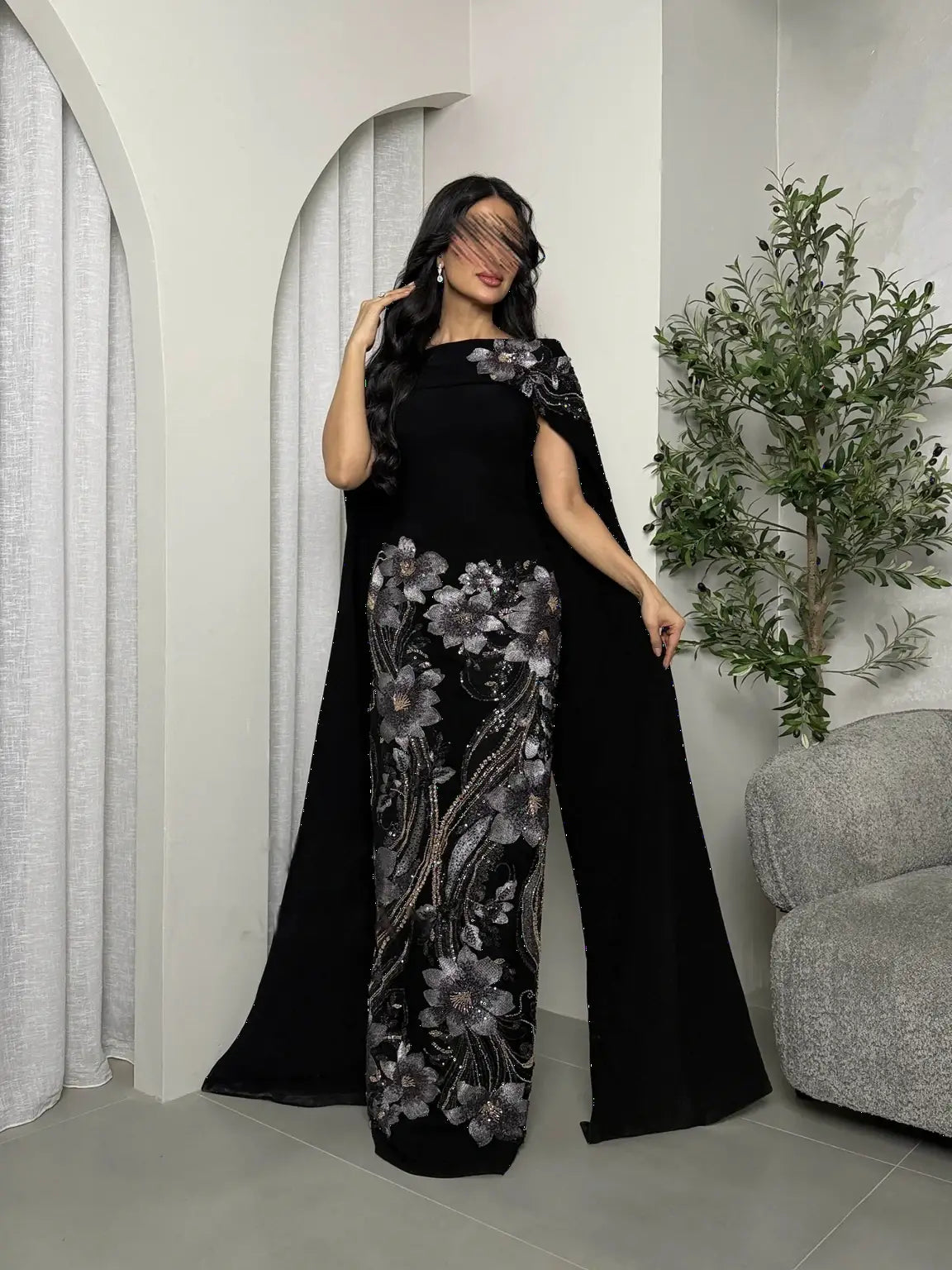 Luxurious Two-Piece Evening Dress with Elegant Trim