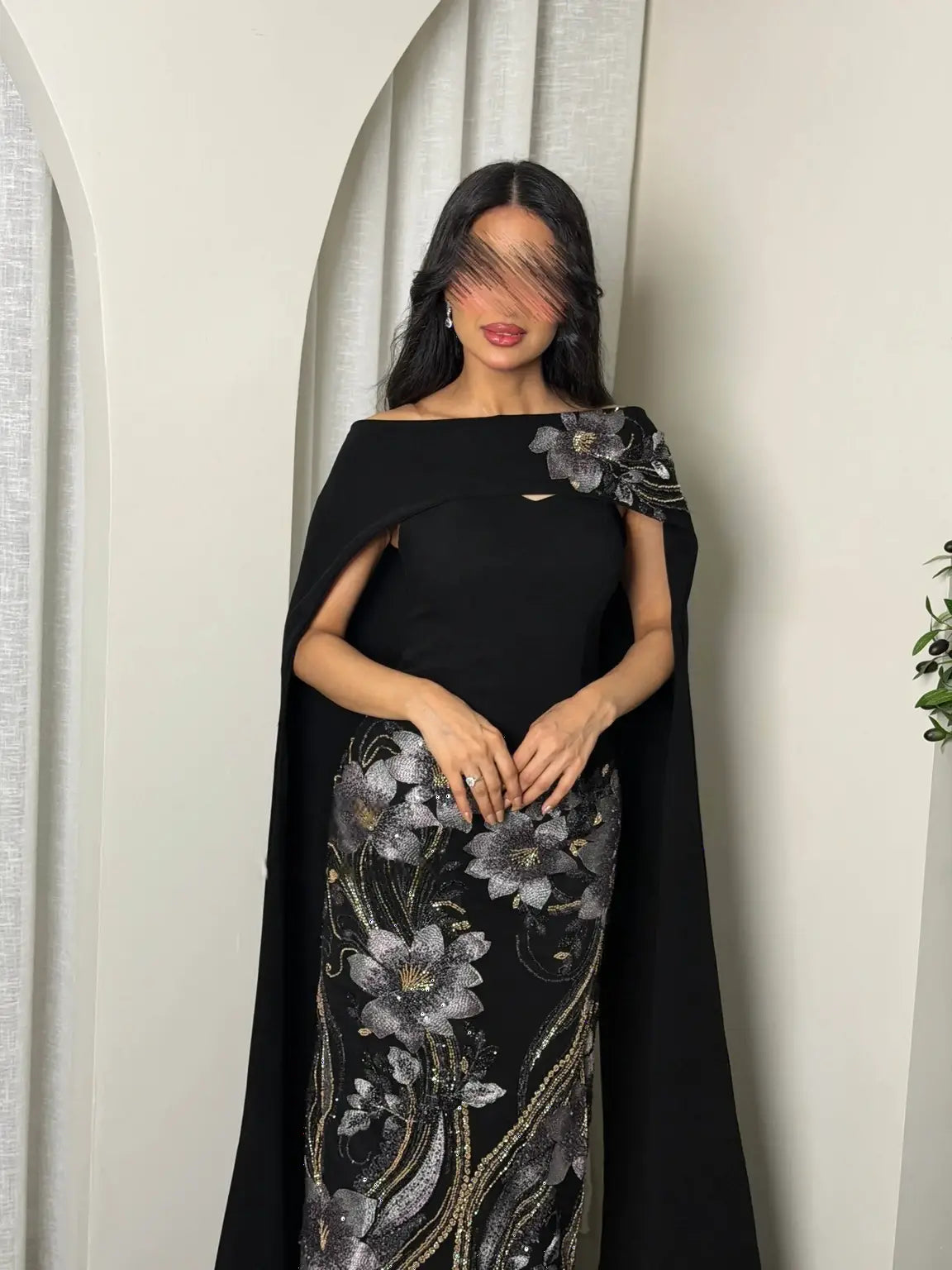 Luxurious Two-Piece Evening Dress with Elegant Trim