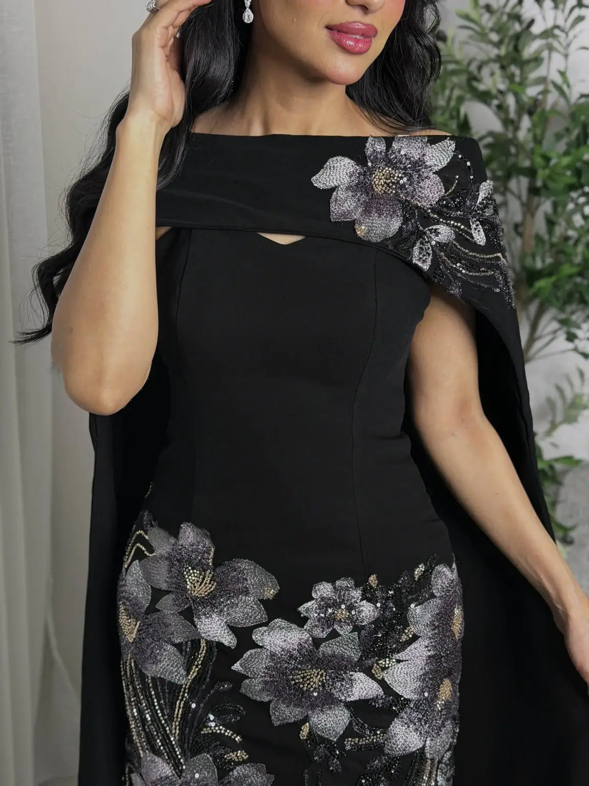 Luxurious Two-Piece Evening Dress with Elegant Trim