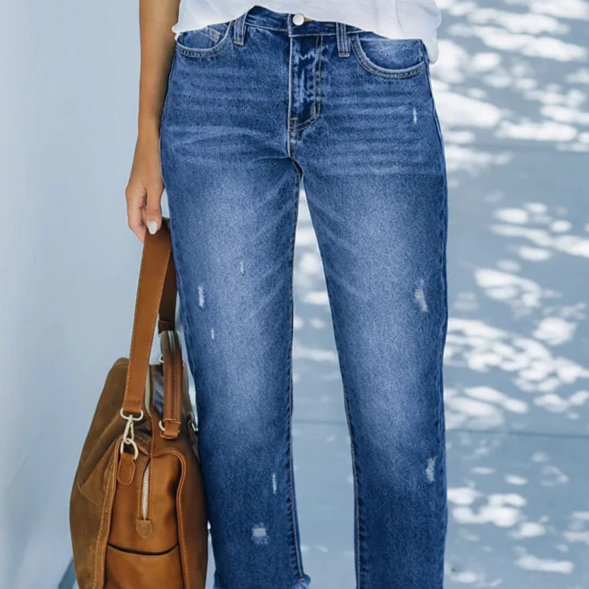 Retro kurze gerade Jeans für Frauen