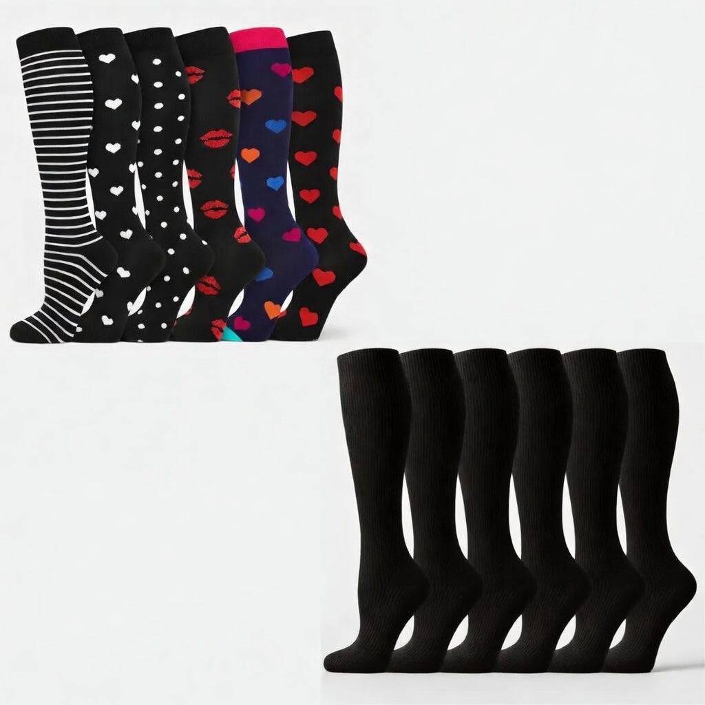 BlackLove Compression Socks Mix | 20-30mmHg | Buy 6, Get 6