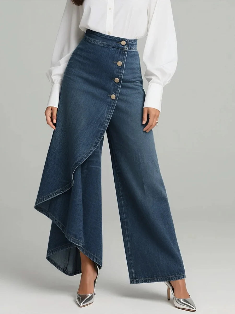 Stylische Damen High-Waisted Weitbein Jeans mit Relaxed Fit